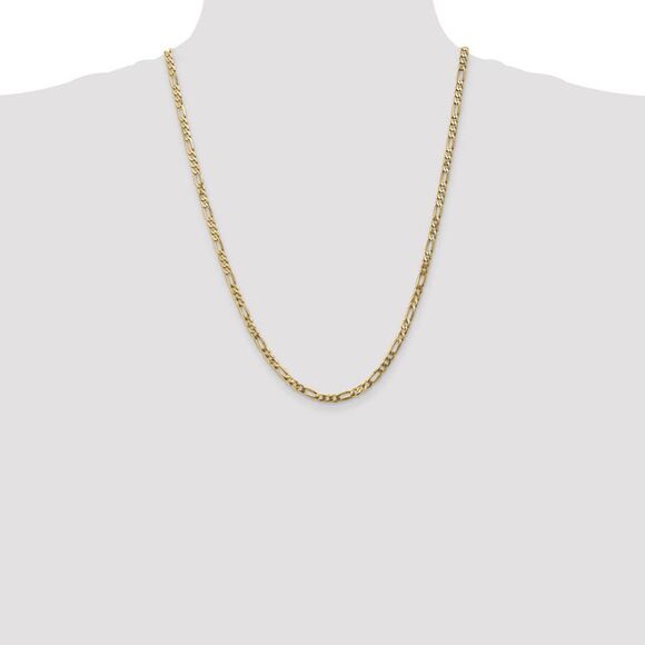 4mm, 14k Yellow Gold, Flat Figaro Chain Necklace, 24 Inch - Picture 2 of 8